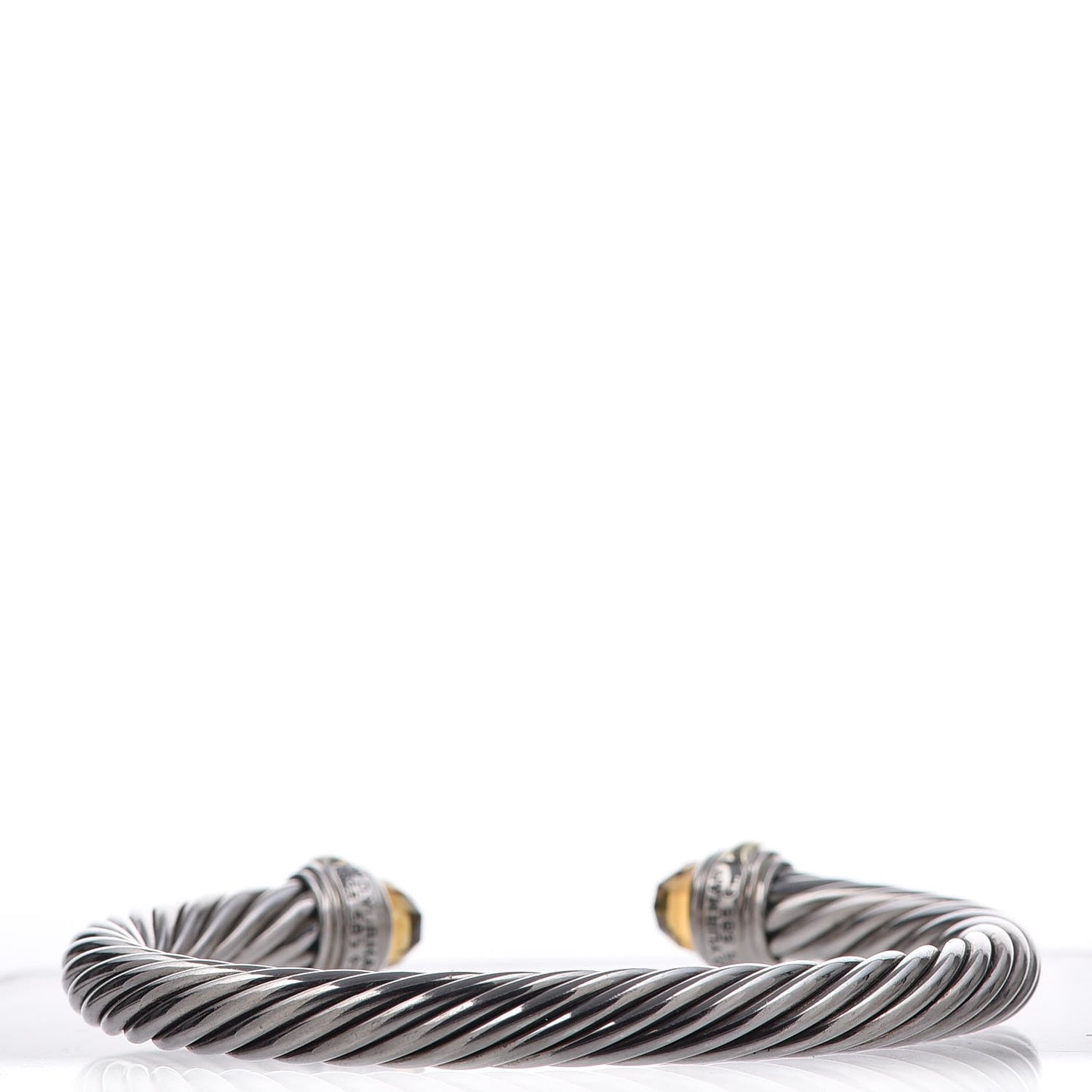 Sterling Silver 14K Yellow Gold Citrine 7mm Cable Classics Bracelet