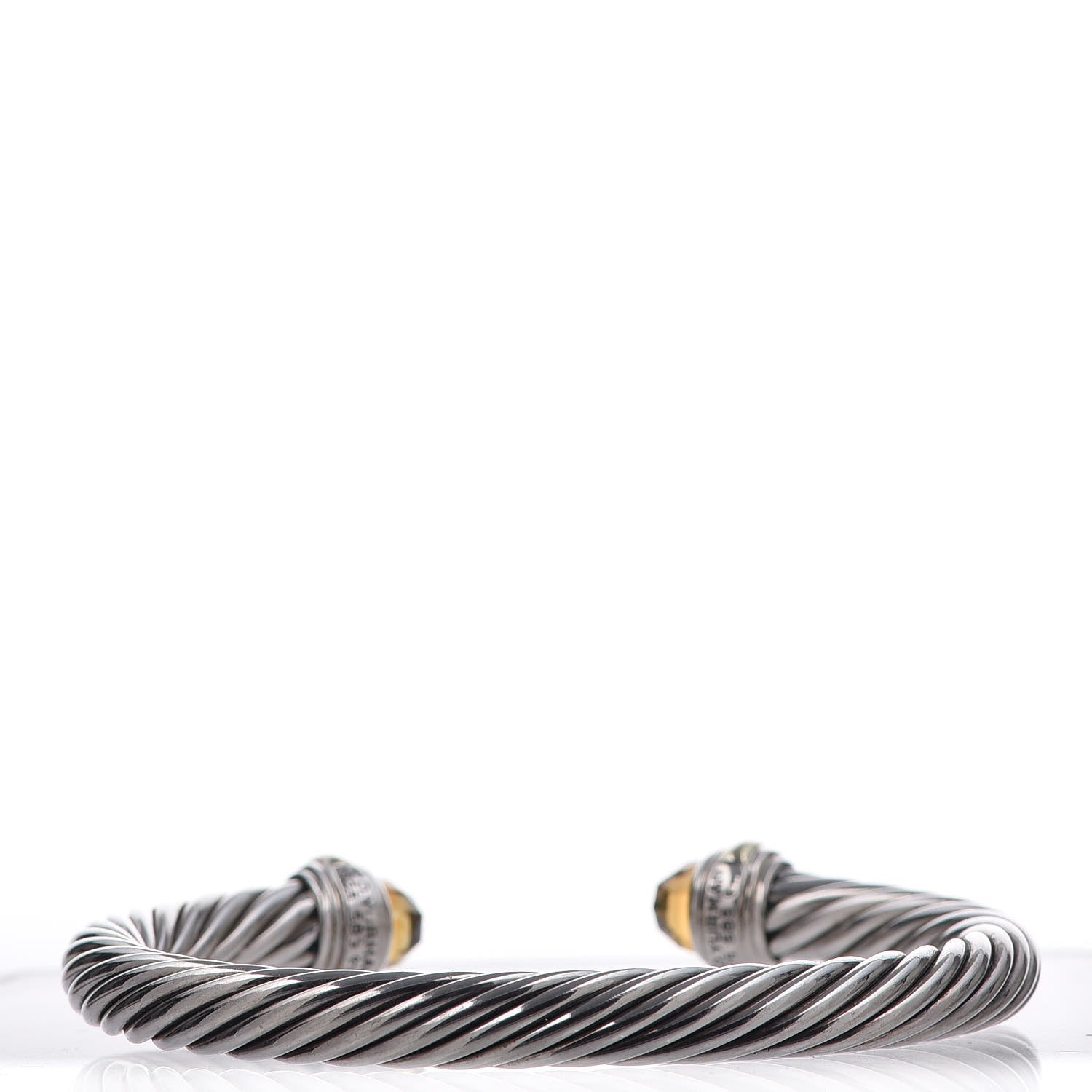 David Yurman Sterling Silver 14K Yellow Gold Citrine 7mm Cable Classics Bracelet 4 of 6
