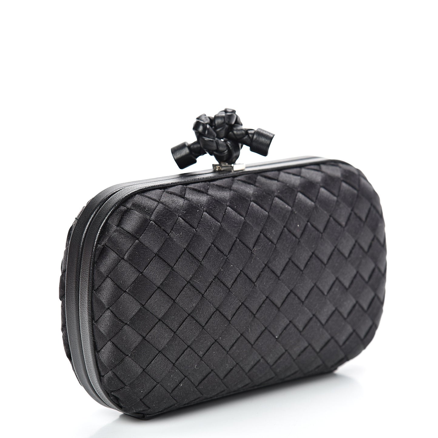 Satin Intreccio Impero Knot Clutch Black