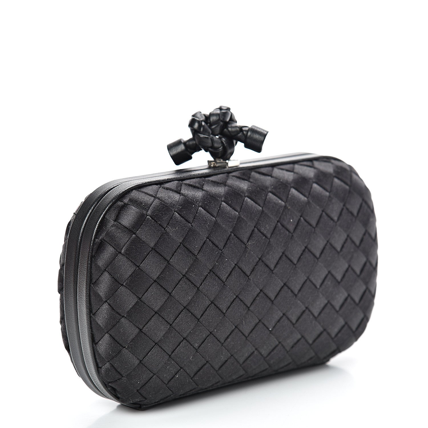 Bottega Veneta Satin Intreccio Impero Knot Clutch Black 2 of 5