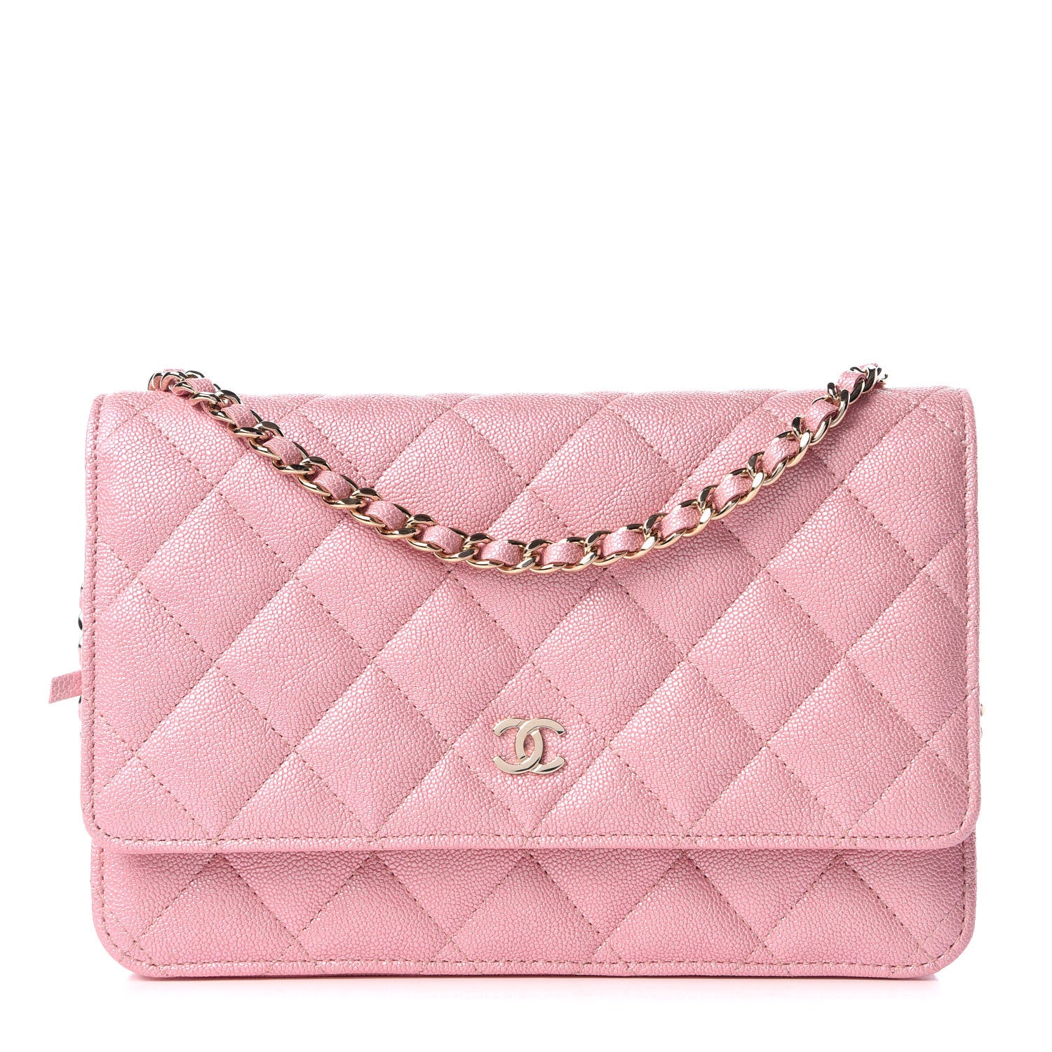 Chanel Iridescent Caviar Quilted Wallet on Chain WOC Rose Pink 1 of 11