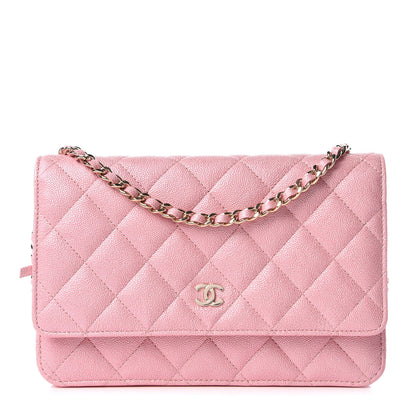 Chanel Iridescent Caviar Quilted Wallet on Chain WOC Rose Pink 1 of 11
