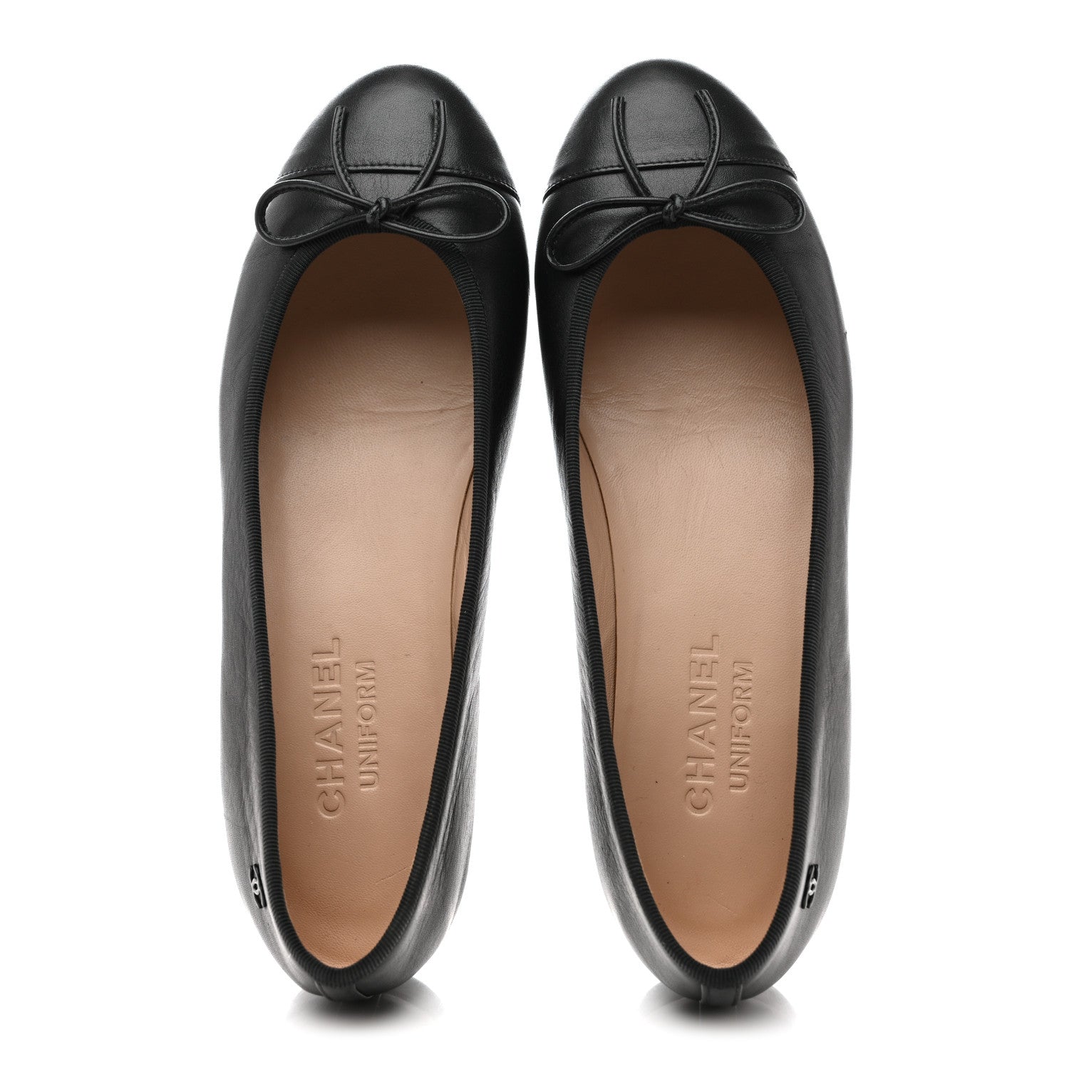 Chanel Lambskin Cap Toe CC Uniform Ballerina Flats 37 Black 2 of 8
