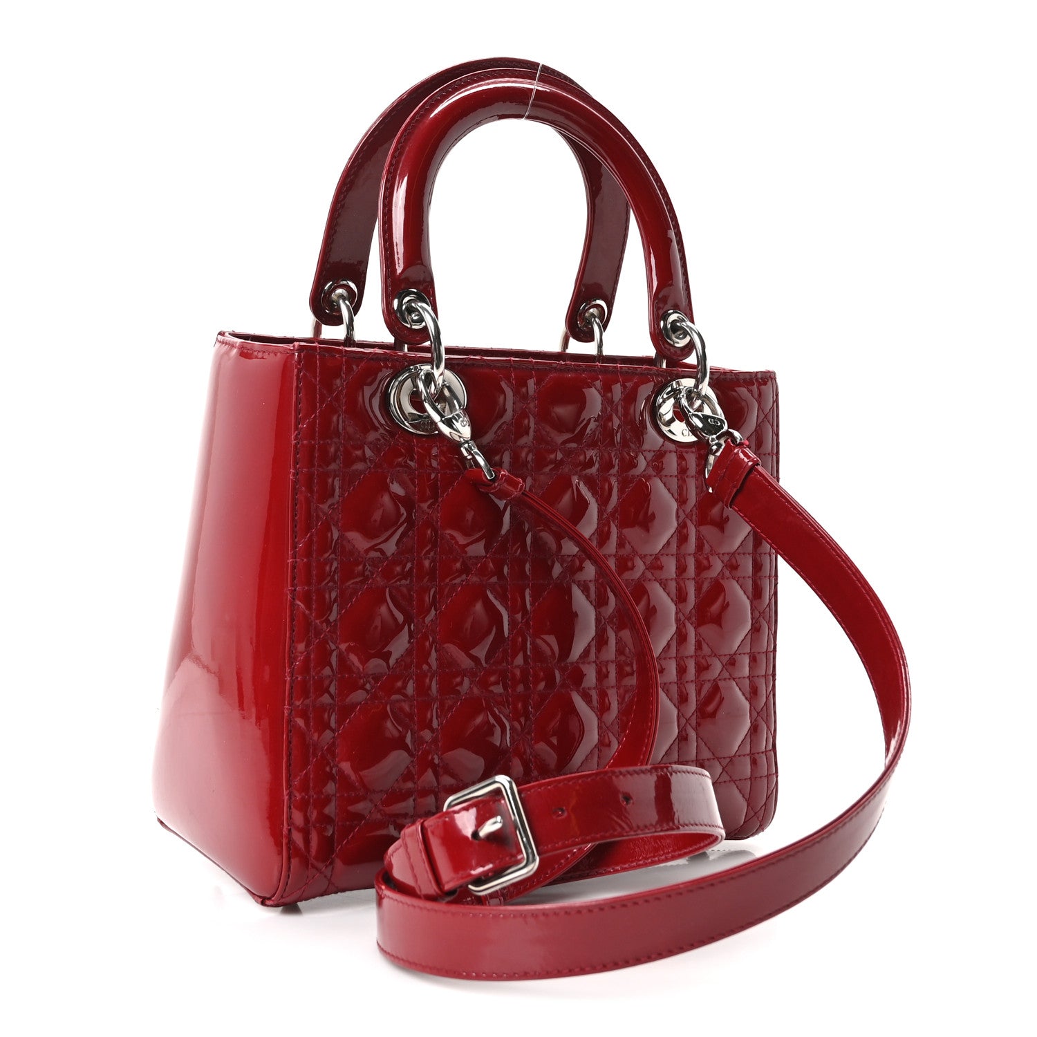 Christian Dior Patent Cannage Medium Lady Dior Red 2 of 9
