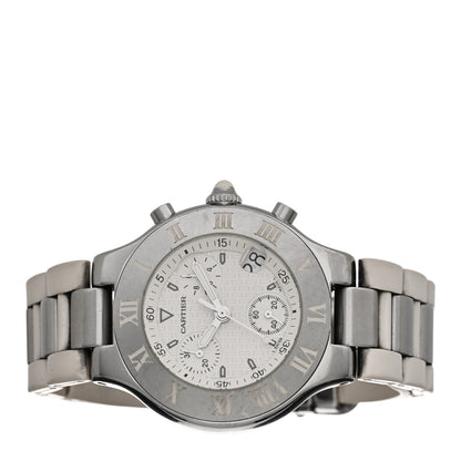 Cartier Stainless Steel Rubber 38mm Must 21 Chronoscaph Quartz Watch 2 of 4