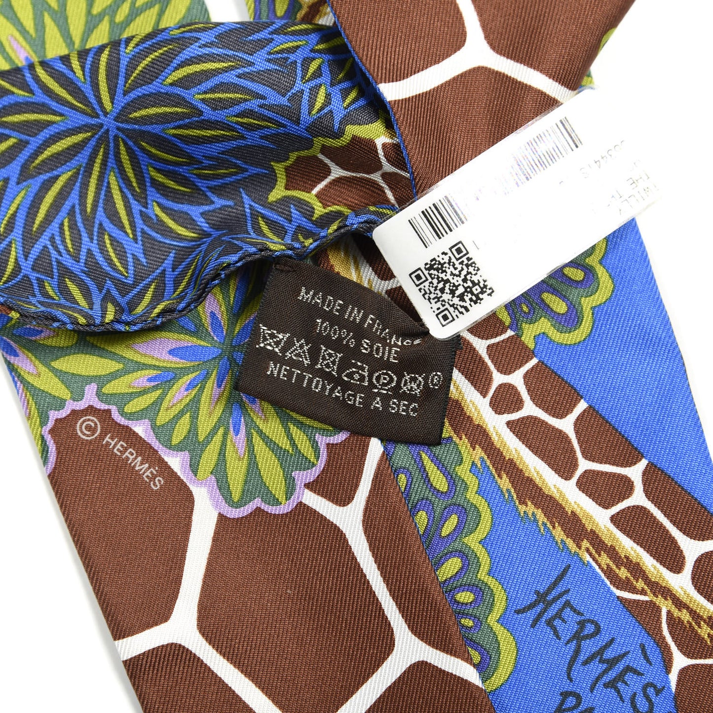 Silk The Three Graces Twilly Bleu Vert Marron