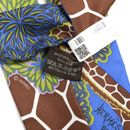 Hermes Silk The Three Graces Twilly Bleu Vert Marron 4 of 4