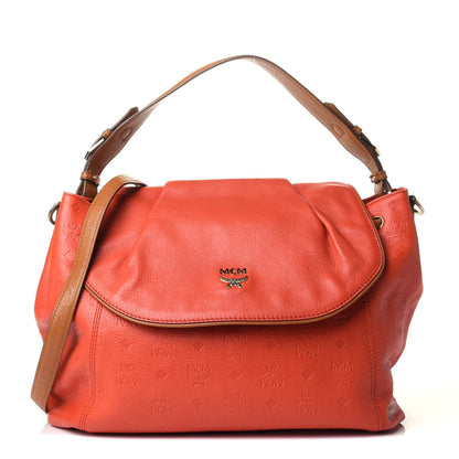 MCM Calfskin Ottomar Monogram Shoulder Bag Hot Coral 1 of 9