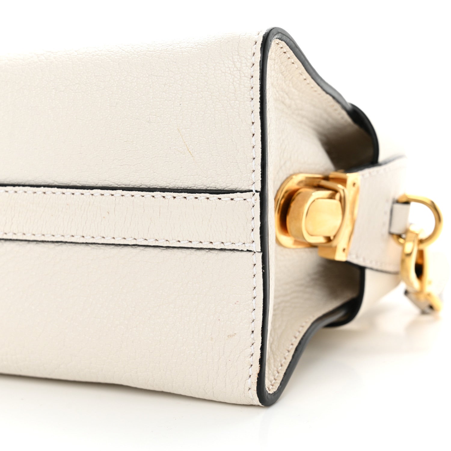 Miu Miu Goatskin Madras Fiocco Small Bow Top Handle Tote White 10 of 17