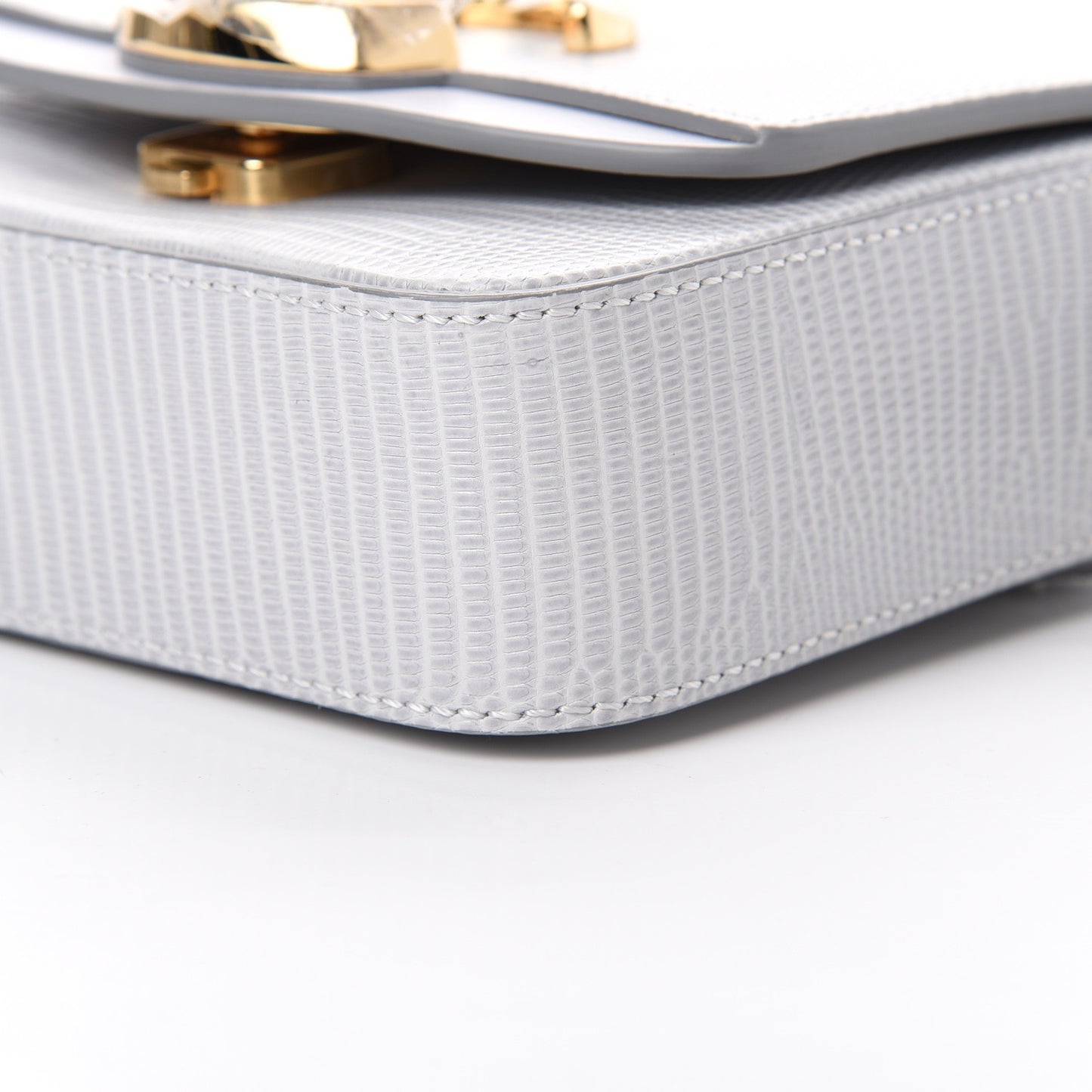 Calfskin Lizard Embossed Mini C Double Carry Light Cloud