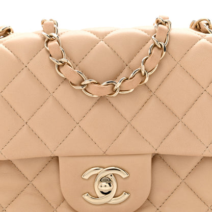 Chanel Lambskin Quilted Mini Rectangular Flap Beige 8 of 17