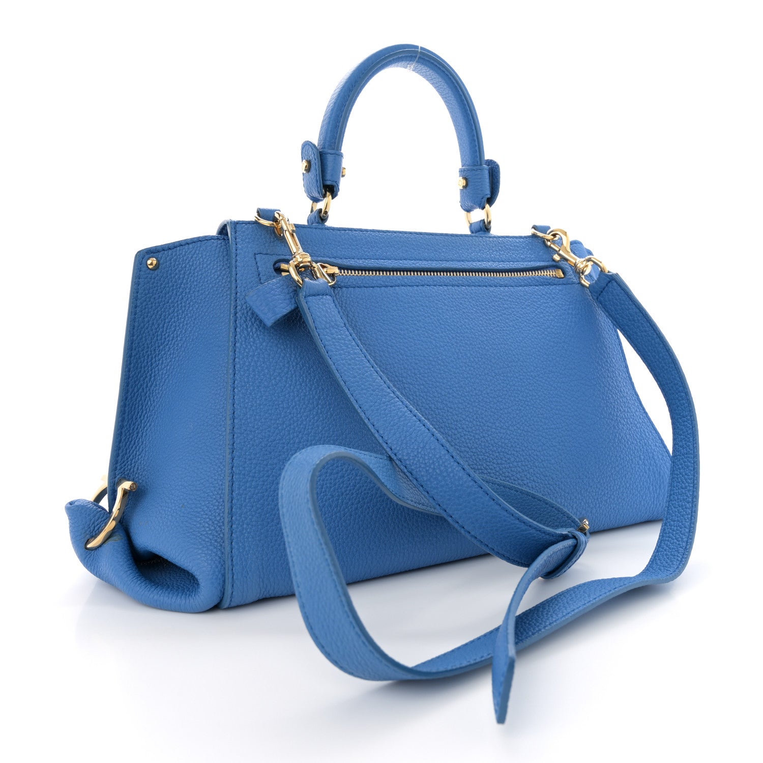 Salvatore Ferragamo Grained Calfskin Sofia Satchel Blue 3 of 14