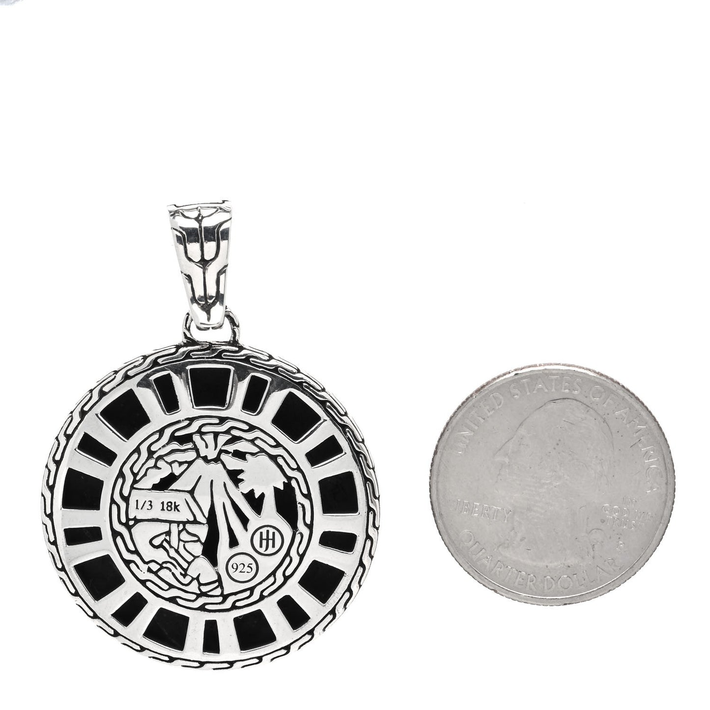 Sterling Silver 18K Yellow Gold Palu Hammered Disc Pendant