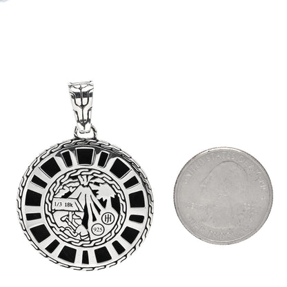 John Hardy Sterling Silver 18K Yellow Gold Palu Hammered Disc Pendant 2 of 4