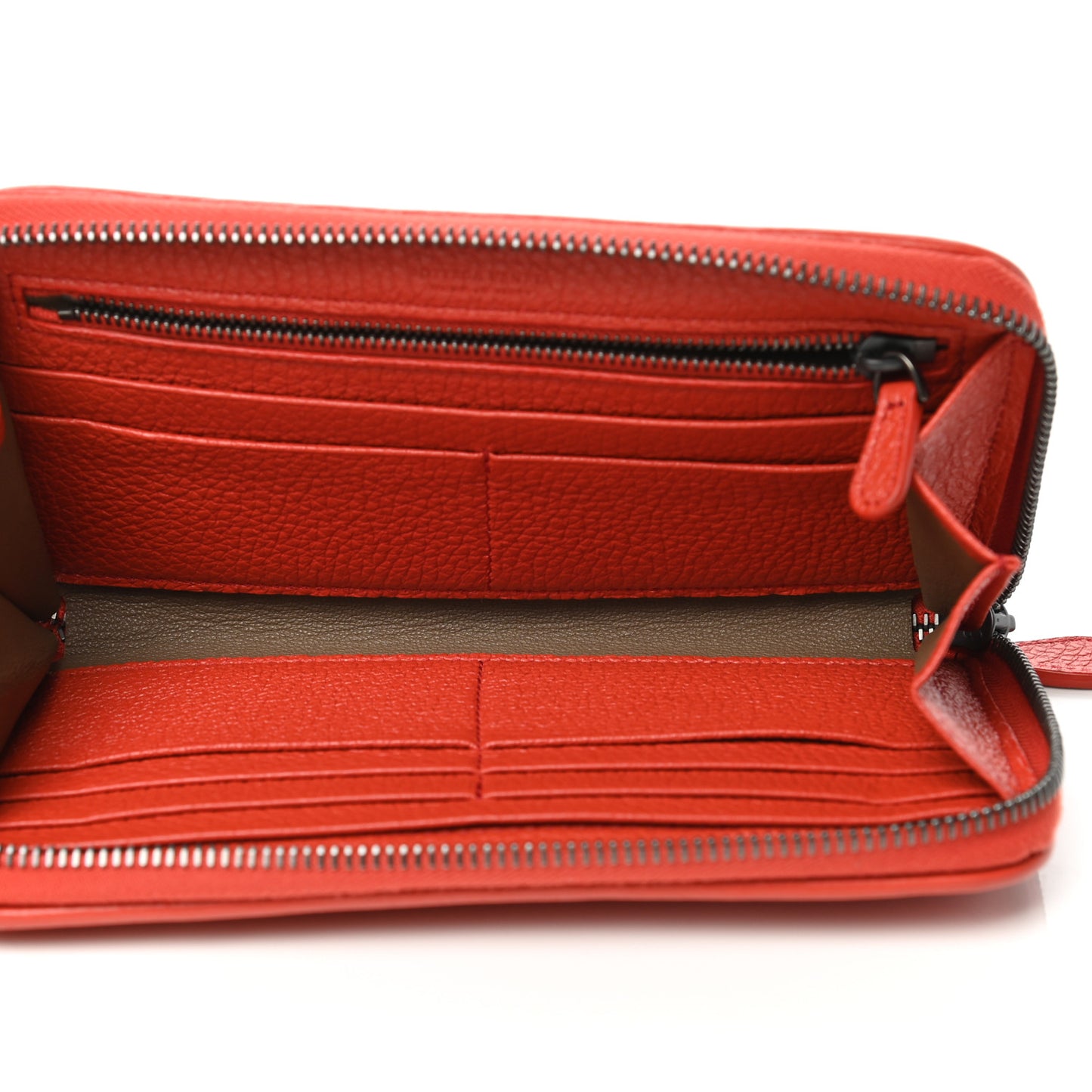 Goatskin Intrecciato Zip Around Wallet Orange