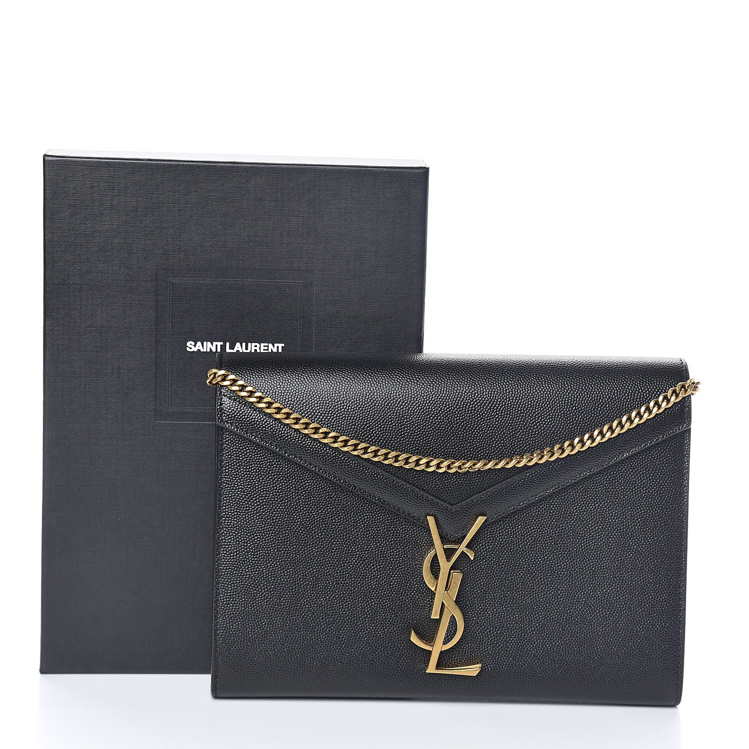 Saint Laurent Grain De Poudre Monogram Cassandra Chain Wallet Black Rouge Legion 10 of 10