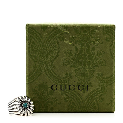 Gucci Sterling Silver Resin Interlocking GG Flower Ring 61 9.75 Turquoise 7 of 7