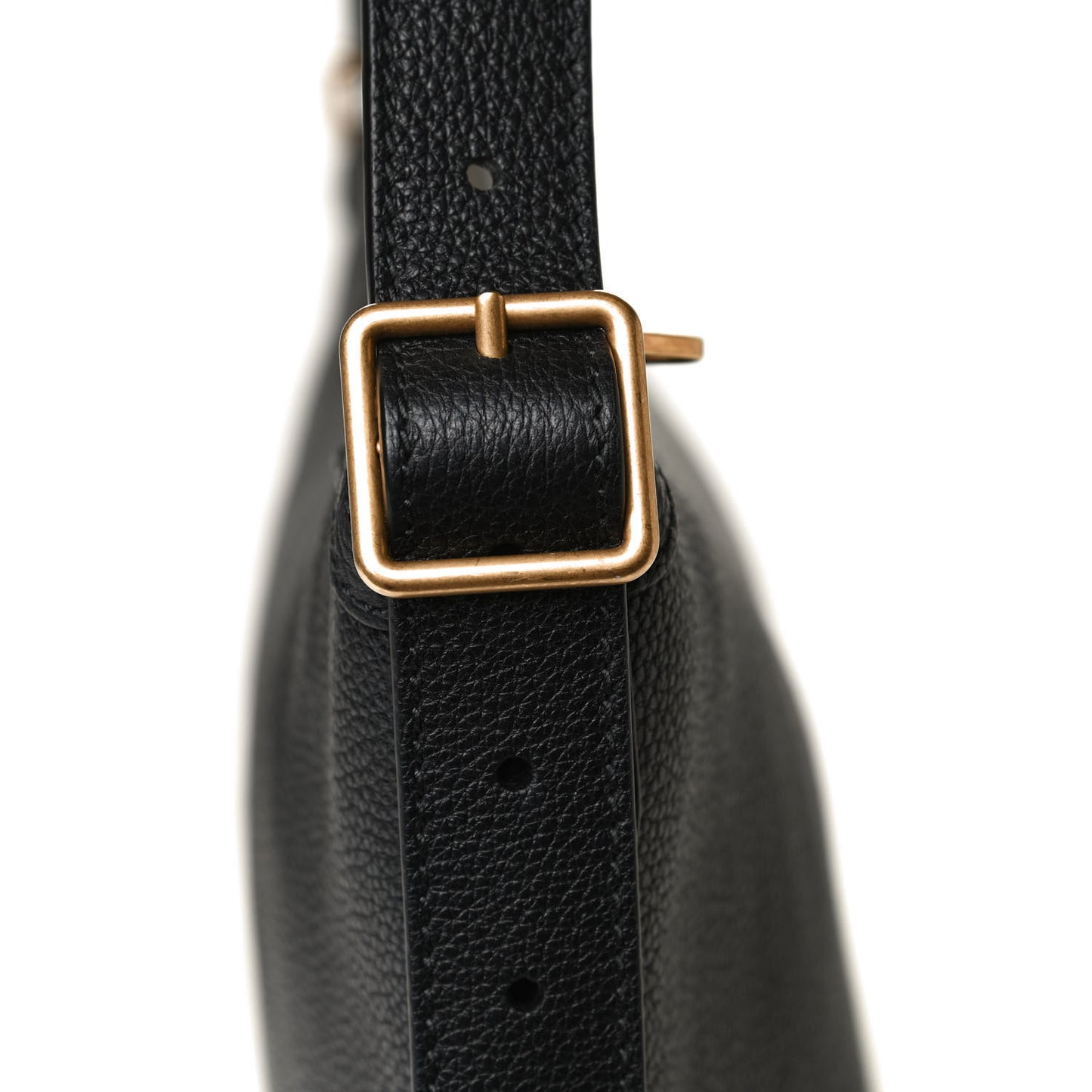 Grained Calfskin Logo Half Moon Hobo Black