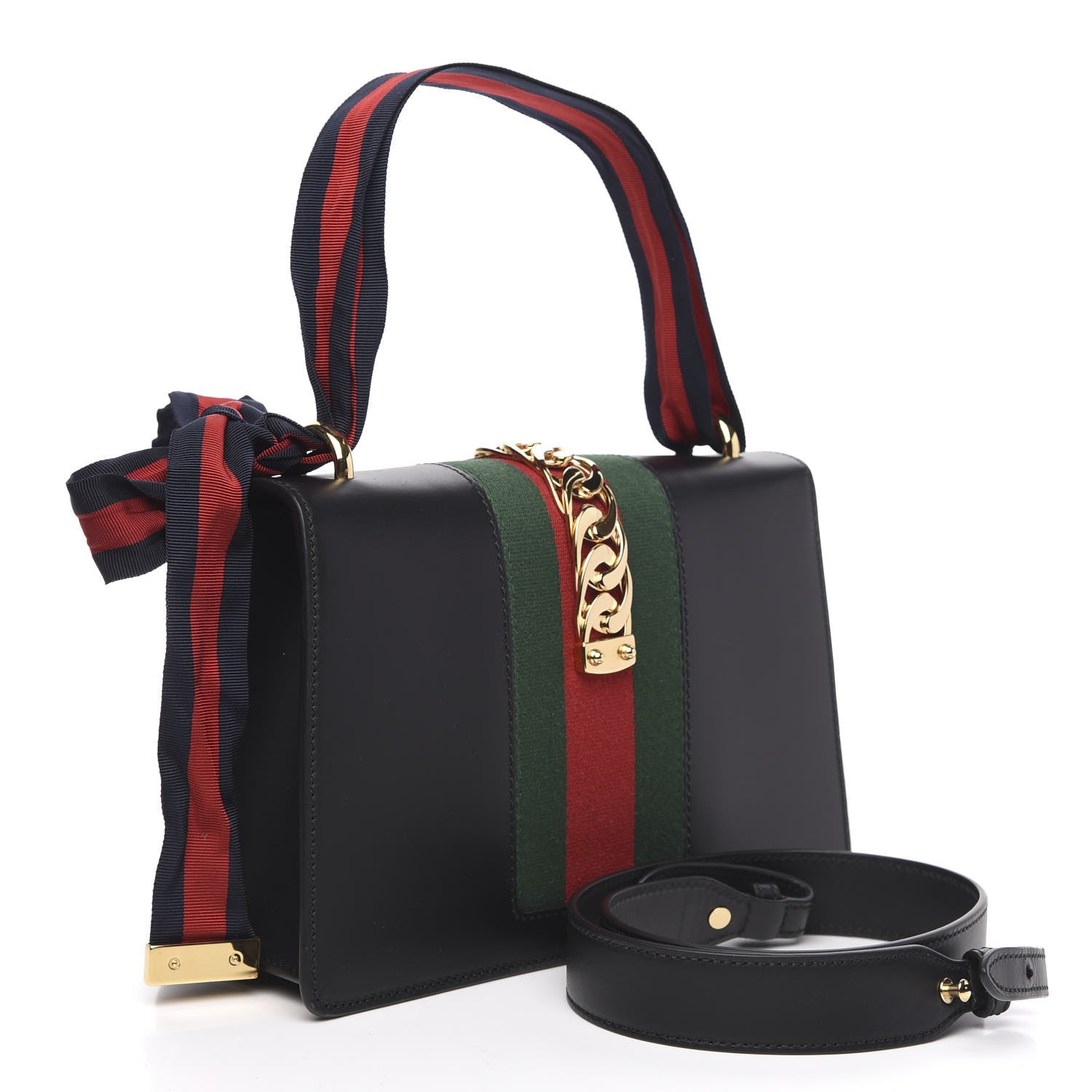 Gucci Calfskin Small Sylvie Shoulder Bag Black 3 of 10