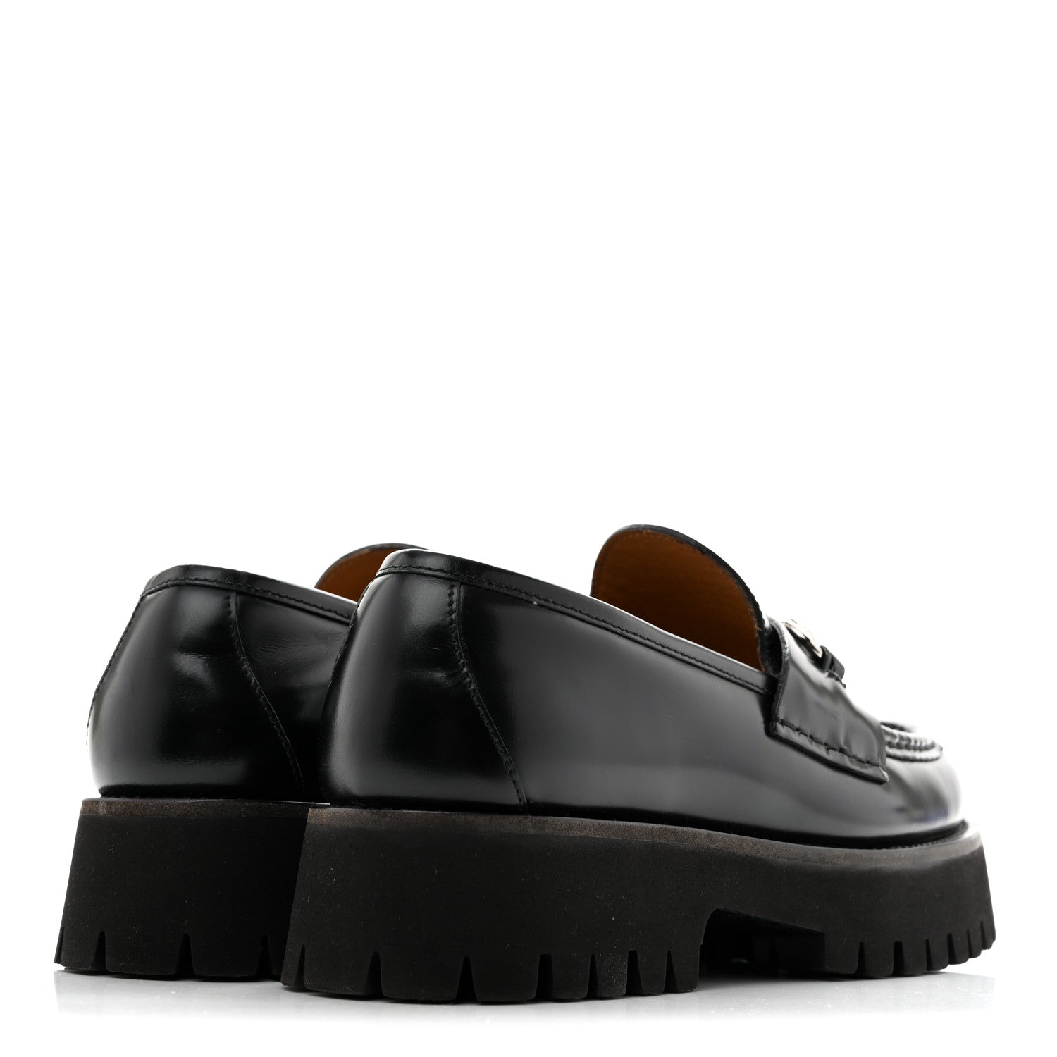 Gucci Cordovan Lux Womens Horsebit 45mm Platform Loafers 38.5 Black 5 of 11