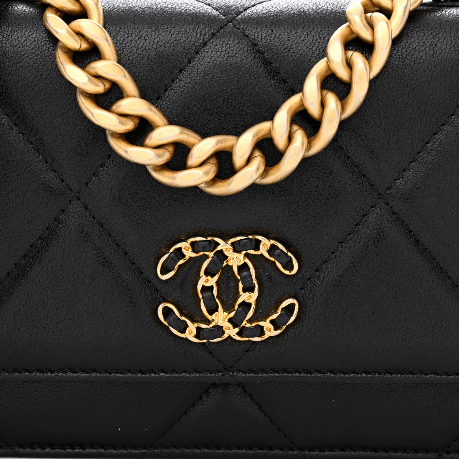 Chanel Goatskin Quilted Chanel 19 Wallet On Chain WOC Black 9 of 13
