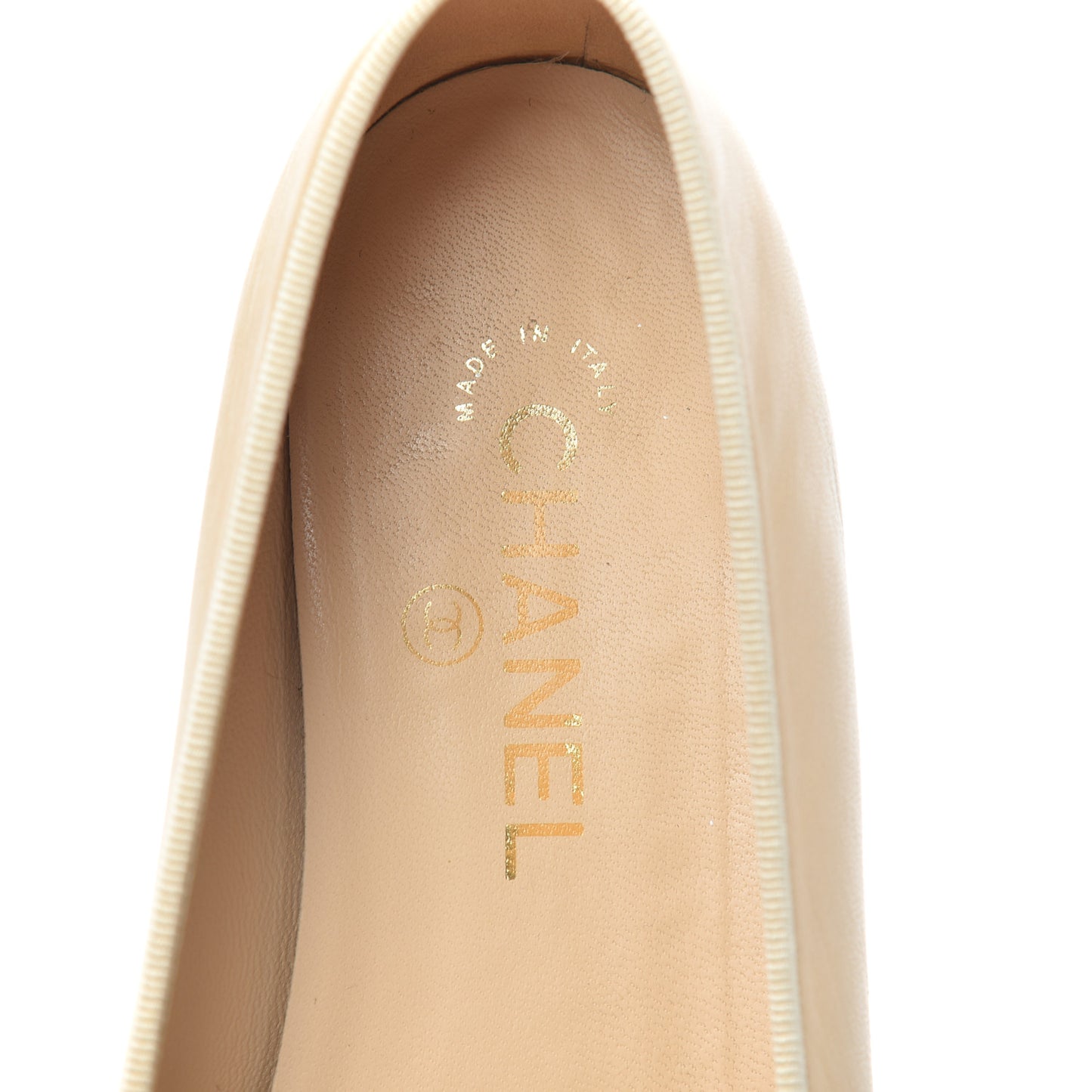 Lambskin Cap Toe CC Ballerina Flats 39 Beige Black
