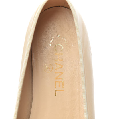 Chanel Lambskin Cap Toe CC Ballerina Flats 39 Beige Black 5 of 7