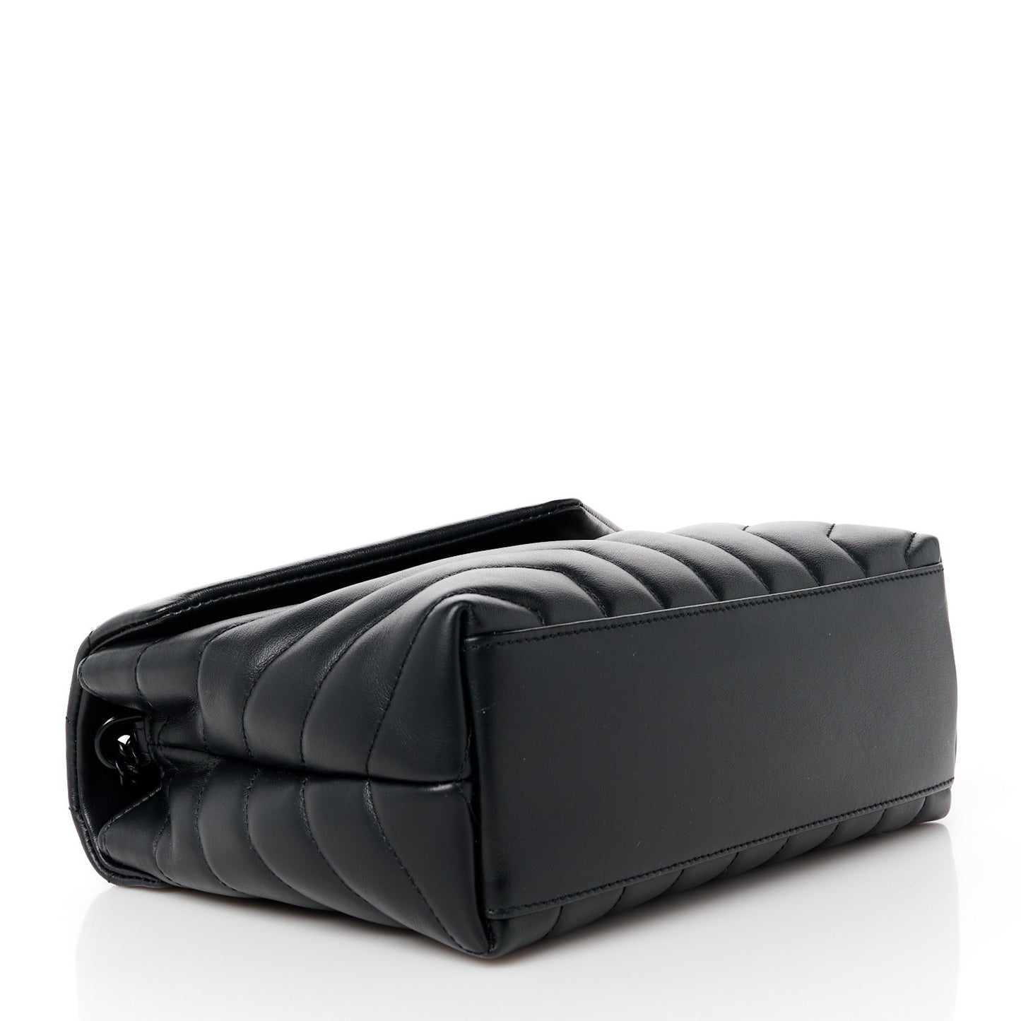 Calfskin Y Quilted Monogram Monochrome Small Loulou Chain Satchel Black