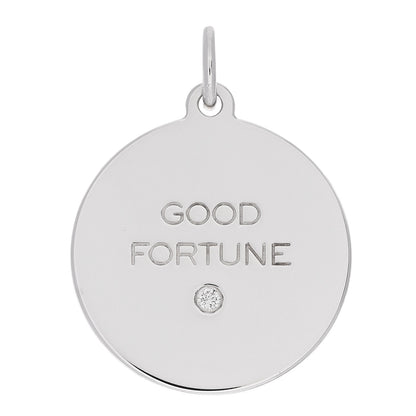 Tiffany Sterling Silver Diamond Good Fortune Tag Charm 1 of 4