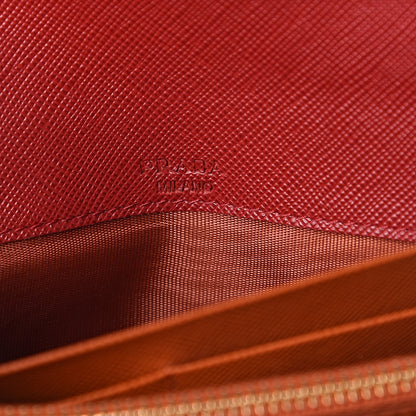 Prada Saffiano Bi-Color Envelope Wallet Fuoco Papaya 5 of 5