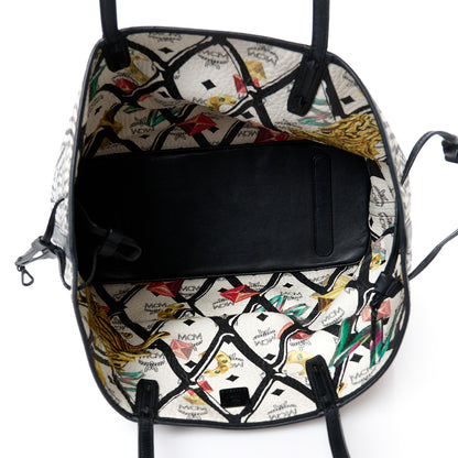 MCM Visetos Calfskin Motif Rombi Lion Printed Reversible Shopper Tote White 9 of 16