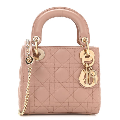 Christian Dior Lambskin Cannage Mini Lady Dior Rose De Vents 1 of 10