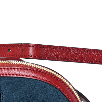 Gucci Suede Calfskin Web Small Ophidia Dome Shoulder Bag New Blue Romantic Cherry 13 of 13