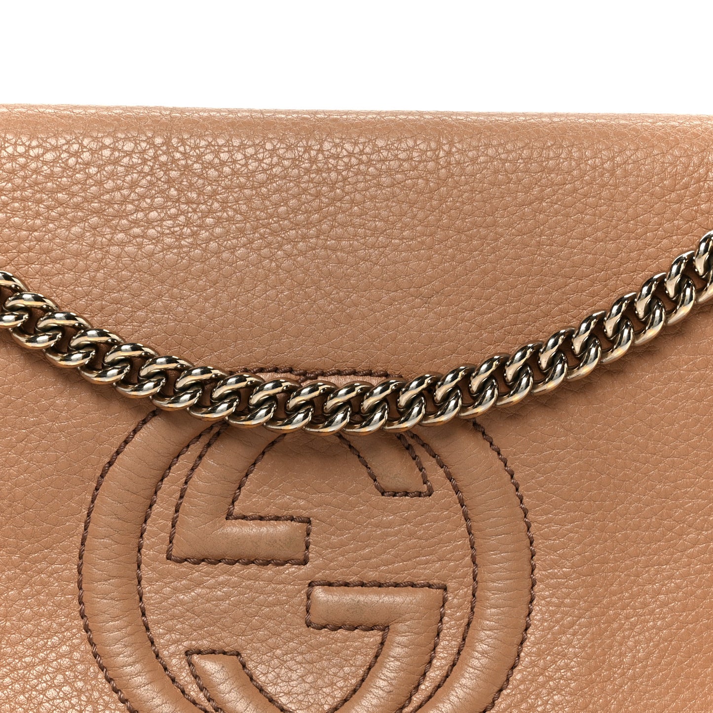 Pebbled Calfskin Medium Soho Flap Crossbody Camelia