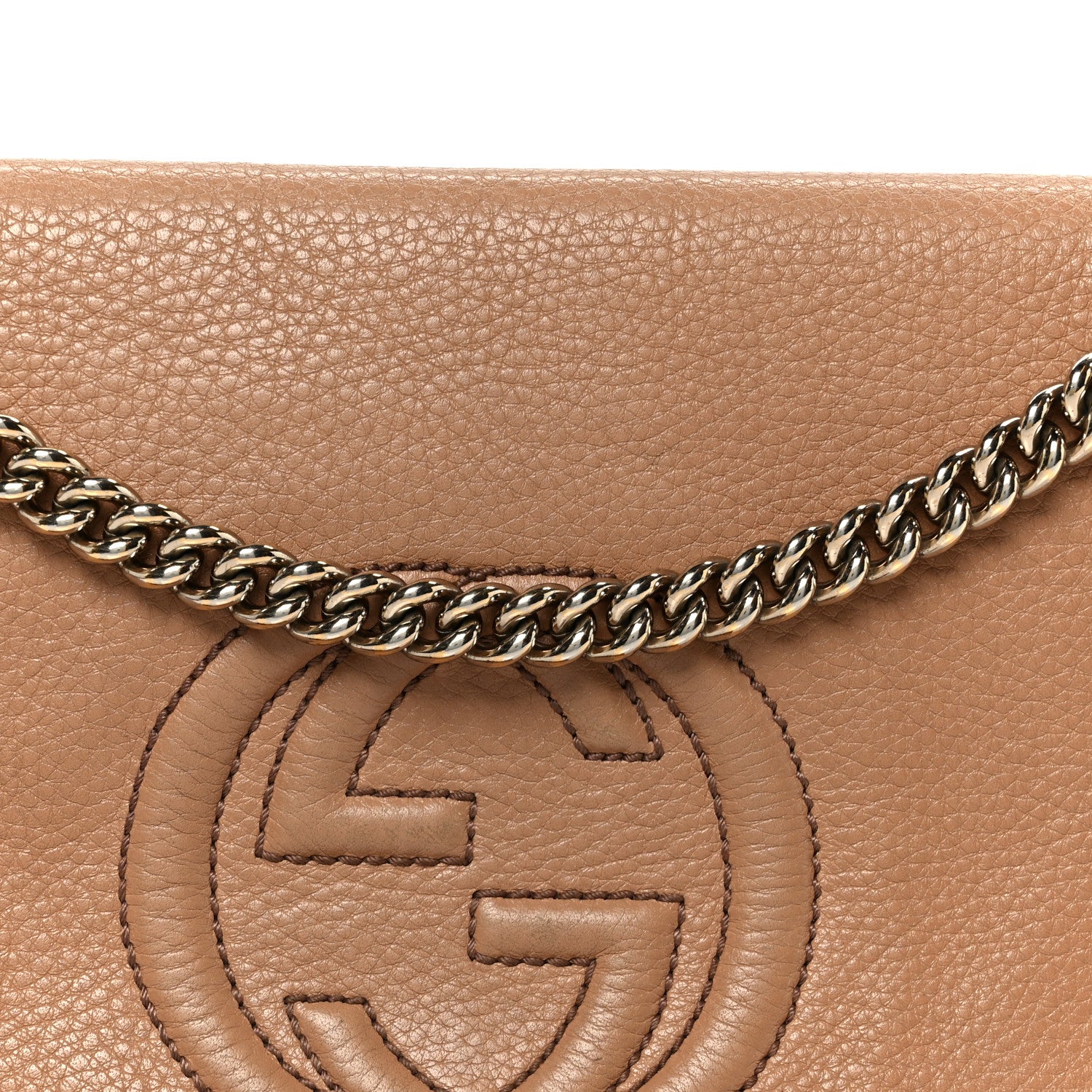 Gucci Pebbled Calfskin Medium Soho Flap Crossbody Camelia 9 of 12