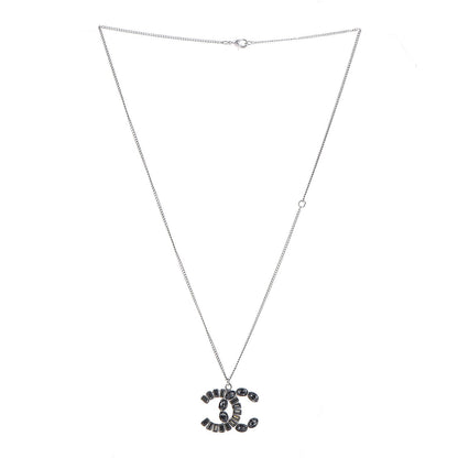 Chanel Baguette Crystal CC Pendant Necklace Silver 3 of 6