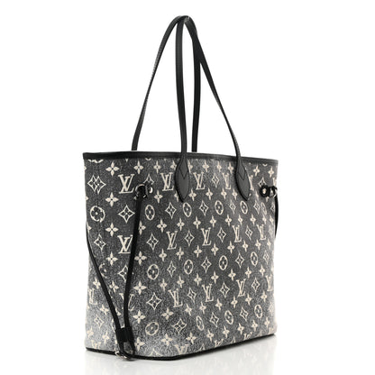 Louis Vuitton Denim Monogram Jacquard Neverfull MM Grey 3 of 9