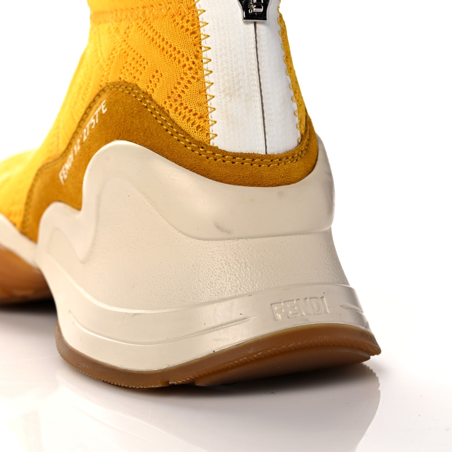 Fendi Technical 3D Mesh Womens FFluid Zip Up Sneakers 37 Reggae Corn White 8 of 16