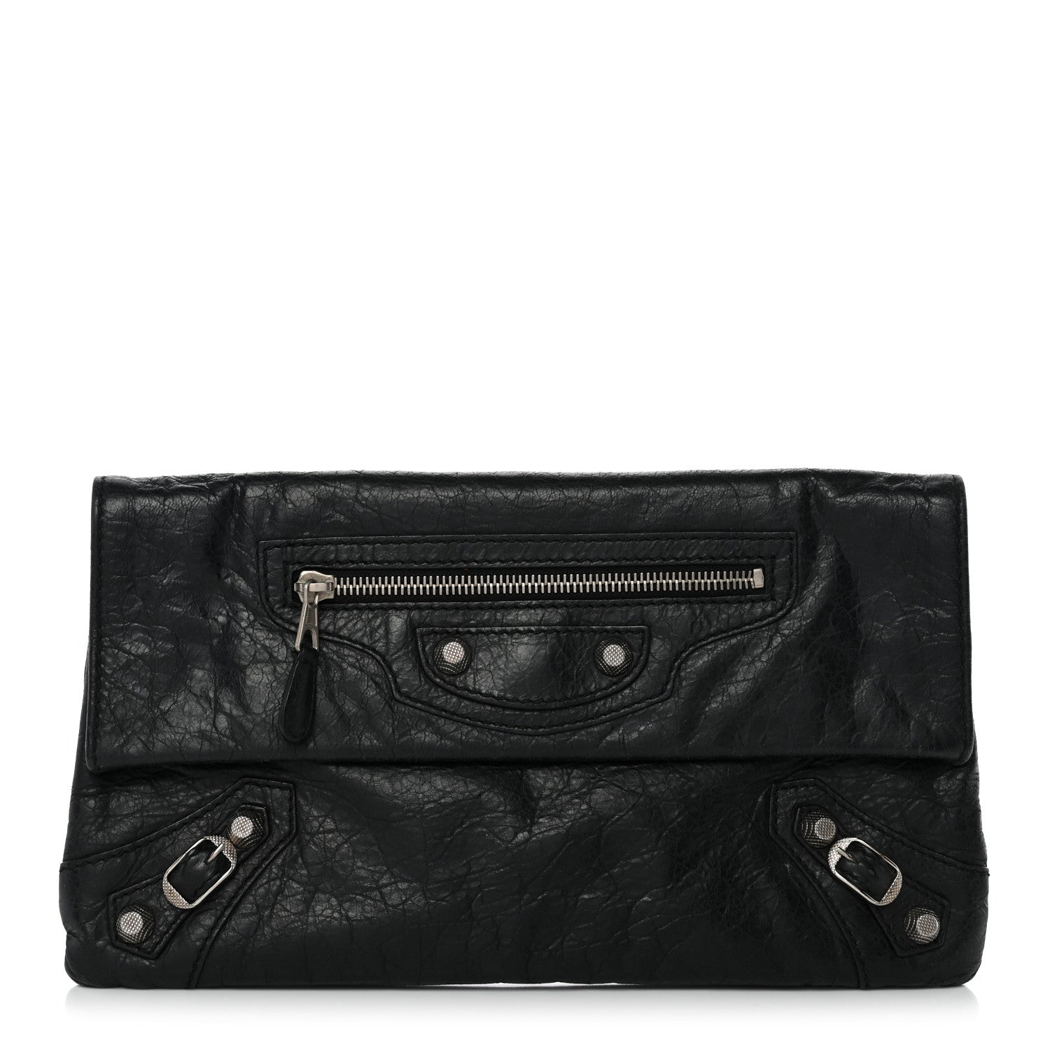 Balenciaga Agneau Giant 12 Silver Hardware Envelope Clutch Black 1 of 10