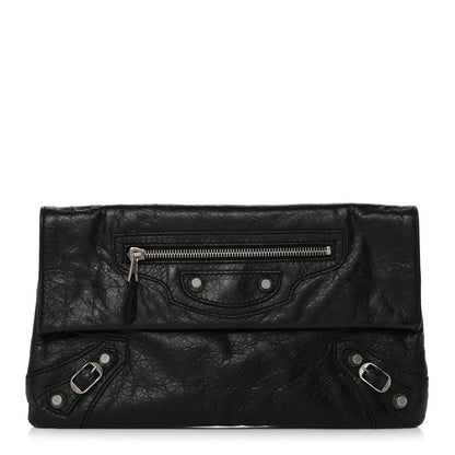 Balenciaga Agneau Giant 12 Silver Hardware Envelope Clutch Black 1 of 10