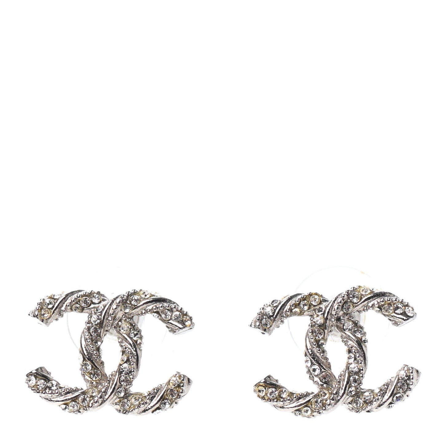 Crystal CC Twisted Earrings Silver