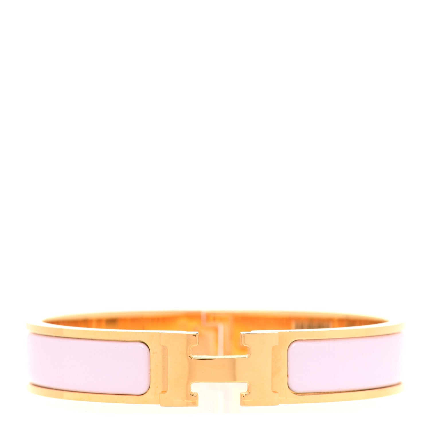 Hermes Enamel Narrow Clic Clac H Bracelet GM Rose Dragee 1 of 7