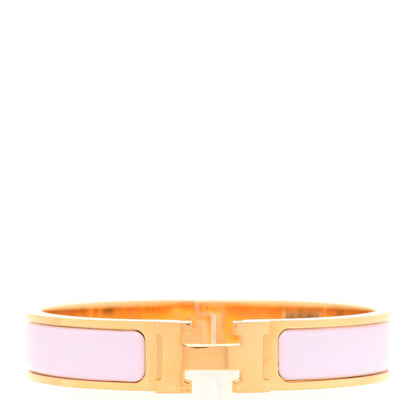 Hermes Enamel Narrow Clic Clac H Bracelet GM Rose Dragee 1 of 7