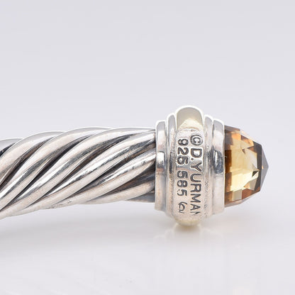 David Yurman Sterling Silver 14K Yellow Gold Citrine 7mm Cable Classics Bracelet 4 of 4