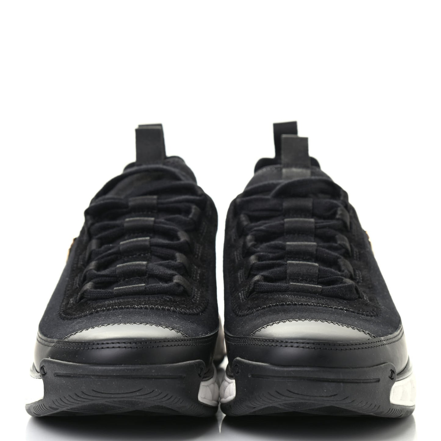 Velvet Calfskin Mixed Fibers CC Sneakers 38 Black