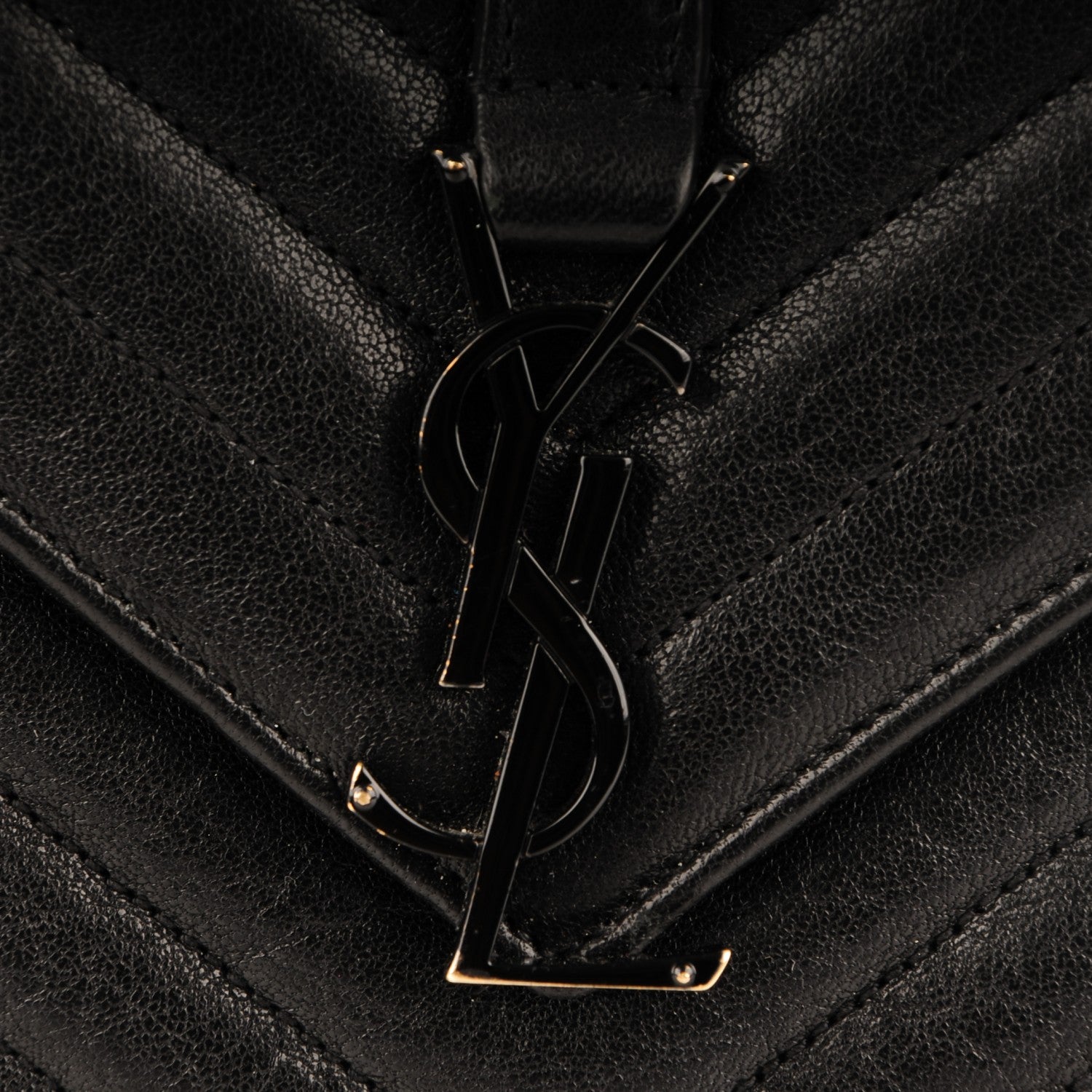 Saint Laurent Sheepskin Matelasse Chevron Monogram Medium College Bag Black 9 of 9