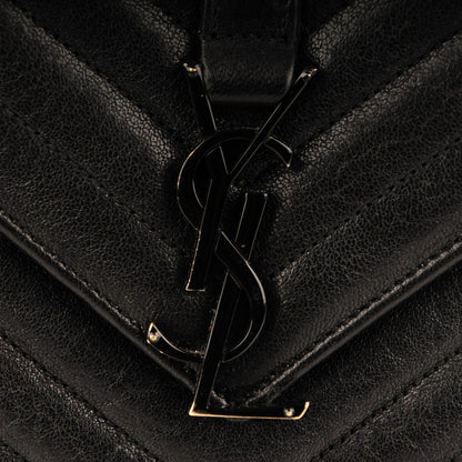 Saint Laurent Sheepskin Matelasse Chevron Monogram Medium College Bag Black 9 of 9