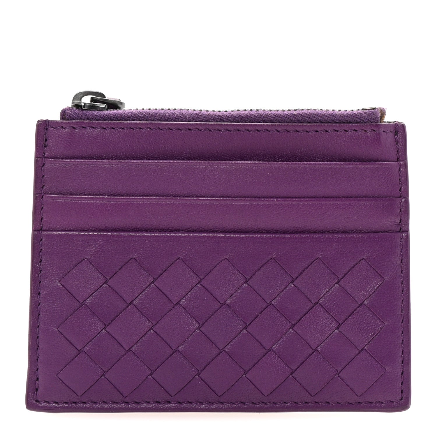 Bottega Veneta Nappa Intrecciato Zip Card Case Purple 1 of 7