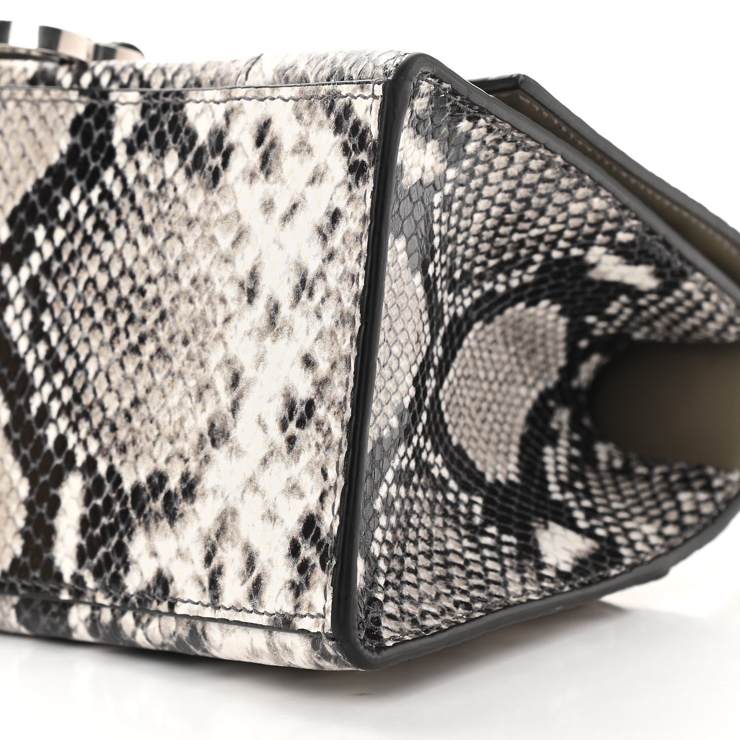 Balenciaga Calfskin Snake Effect Small Hourglass Top Handle Bag Black White 9 of 13