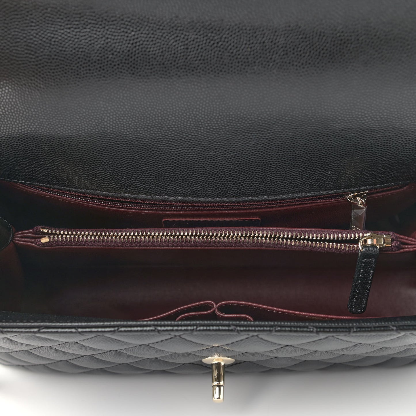 Caviar Quilted Small Coco Handle Flap Black